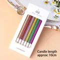 Set of 6 colorful metallic spiral birthday candles in a white Happy Birthday window box - Straight Pillar Candle Colorful / 6Pcs/Set / Colorful