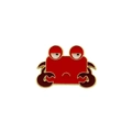 Cute red cartoon crab enamel pin with gold metal outlines on white background - Red Crab Style (CZ1910-4)