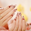 3D Halloween press-on nails featuring red blood drip and blue eyeball designs - JP1252