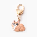Cute orange tabby cat metal keychain with a gold heart lobster clasp for bags - Fat Cat Orange