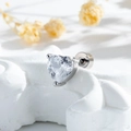 Single heart-shaped crystal stud earring in silver screw-back piercing style - Heart Shaped White Zirconia Style (A1086-1)