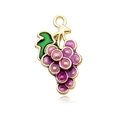 Grape charm pendant with purple enamel and gold frame for jewelry making - Grapes