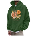 Dark green fleece hoodie featuring a festive Happy Thanksgiving graphic and drawstring hood - S / Dark Green Happy Thanksgiving Pie (49)