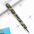 Elegant metal ballpoint pen with multicolored rhinestones and polished silver accents - Yellow and Black (Silver Parts)
