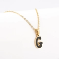 Collar de acero inoxidable dorado con un elegante colgante de letra G negra - Letra G Dorada