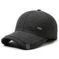 Gorra de béisbol de invierno gris oscuro para hombre con protección de oídos y etiqueta - Ajustable / Gris