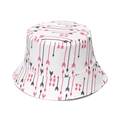 White cotton bucket hat with red and black arrow print for outdoor sun protection - White Arrow Print