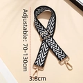 Adjustable black and white wavy pattern wide strap with gold buckles, 70-130cm length - Black and White N (Gold Buckle)