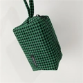 Detail of green and black houndstooth pattern fabric on this stylish cosmetic pouch - Dark Green Large