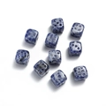 Polished 15mm natural sodalite crystal stone dice beads with blue marbled texture - Blue Spot Stone