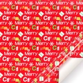 Glossy Christmas wrapping paper with red background and Merry Christmas block patterns - Style 4 (Red Lettering) / 50x70cm
