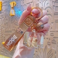 Mini Capybara cube keychain with liquid gold glitter and brown woven wrist strap - Liquid Sand Capybara-Orange