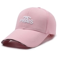 Pink baseball cap with white PRAIS embroidery and SPORT print on the brim edge - Adjustable / Pink