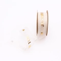 Detail of white organza ribbon with gold 'Just For You' lettering and heart patterns - Just For You / 10m