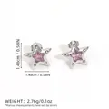 Boucles d'oreilles étoile en or 18K avec gemme rose et diamants scintillants - Argenté