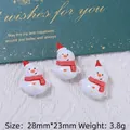 Three-piece snowman resin charms with red hats for Christmas DIY hair clip accessories - Glossy Snowman