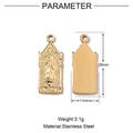 Macro view of gold stainless steel Virgin Mary pendant showing front relief and back details - Gold-Virgin Mary