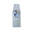 Set di 13 pennelli trucco con setole grigie in una custodia di pelle azzurro chiaro - Piccolo 8 Pezzi + Borsa in Pelle / Blu