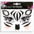 Face Art Decor zebra pattern glitter face stickers with rhinestones in black and silver - Zebra