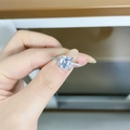 Classic S925 sterling silver ring featuring a square Asscher cut moissanite stone - US 5 / Princess Halo Ring-Silver