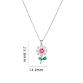 Collana in titanio con ciondolo a fiore in zircone rosa e rosso, 23,8 mm per 14,9 mm - Collana Girasole Argento (Centro Rosso Petali Rosa) / Argento