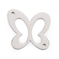 Polished hollow butterfly stainless steel pendant charm for DIY jewelry making - Silver Dual Hole Butterfly Style (KLJ3657-Z)