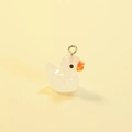 Luminous white resin duck pendant with orange beak and metal ring for DIY jewelry making - Luminous White (Silver Pin)