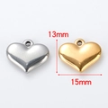 Detalle de colgantes de corazón en plata y oro, 13x15mm, para creación de joyería DIY - Corazón / Dorado