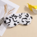 Faux silk sleep mask with black and white leopard print and soft plush texture - Leopard White