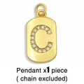 Detail of gold rectangular pendant with micro-paved letter C cubic zirconia stones - Gold Letter C Pendant (Without Chain)