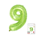 Vibrant lime green 32 inch number 9 foil balloon for birthday party decorations - 40-inch Jelly Green 9 With Paper Card