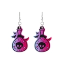 Gothic pink heart skull potion bottle earrings made of lightweight acrylic - 07 Skull Potion Bottle