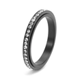 Minimalist matte black stainless steel spinner ring with sparkling white zirconia inlay - US 5 / Black