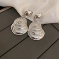 Exaggerated silver geometric irregular ripple drop earrings with a modern metallic finish - Style 68# S925 Silver Pin Silver Irregular Liquid Drop