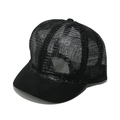 Close-up of breathable mesh texture and short brim on this black outdoor baseball cap - M (56-58cm) / Black