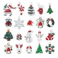 Christmas enamel charms collection with Santa, snowman, and reindeer for DIY jewelry - New Mixed 20 Enamel Silver White K Base Christmas Charms-1 Each-26.3g-SN975