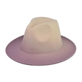 Detail of the smooth color gradient from cream to purple on a wide brim wool felt hat - Adult 56-60cm / Gradient Pink