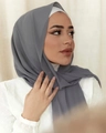 Elegant grey chiffon bubble hijab wrap for women with soft texture and drape - 175*75cm / Dark Gray