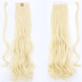 Light blonde wavy ponytail hair extension with velcro wrap-around synthetic hair - White Gold