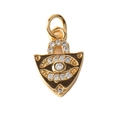 Gold-plated evil eye lock pendant with sparkling zircon inlays for jewelry making - Lock Eye 13