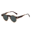 Retro round sunglasses with champagne and brown frame with dark grey lenses - Champagne Tea Frame Black Grey Lens