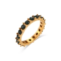 18K gold plated stainless steel ring with micro-pave emerald green zircon stones - US 6 / Green Zircon
