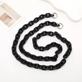 Glossy black acrylic chain strap with silver metal spring rings for bags or phone cases - Black