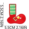 Detailed view of red Christmas boot embroidery patch with size markers 5.5cm x 5.5cm - Christmas Boot Letter-L
