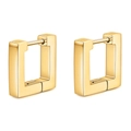 Minimalist 18K gold U-shaped hollow rectangular hoop earrings in polished stainless steel - Gold (EU1298)