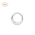 Silver 316L stainless steel seamless septum ring with smooth polished finish - 1.2x8mm / Hammered Crescent Silver