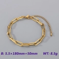Classic 18K gold plated paperclip chain bracelet with lobster clasp and extension link - Gold Paperclip Chain (KB188861-Z)