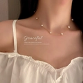 Collier élégant en or minimaliste orné de huit perles blanches sur une chaîne fine - 5# Style avec Accent de Perle Blanche
