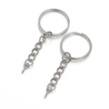 Detail of silver metal keychains with chain link and eye screw connector for DIY crafts - 10pcs/Pack / Silver + Screw Eye Pin