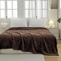 Thick coffee brown flannel blanket featuring embossed 3D butterfly floral textures - Dark Coffee